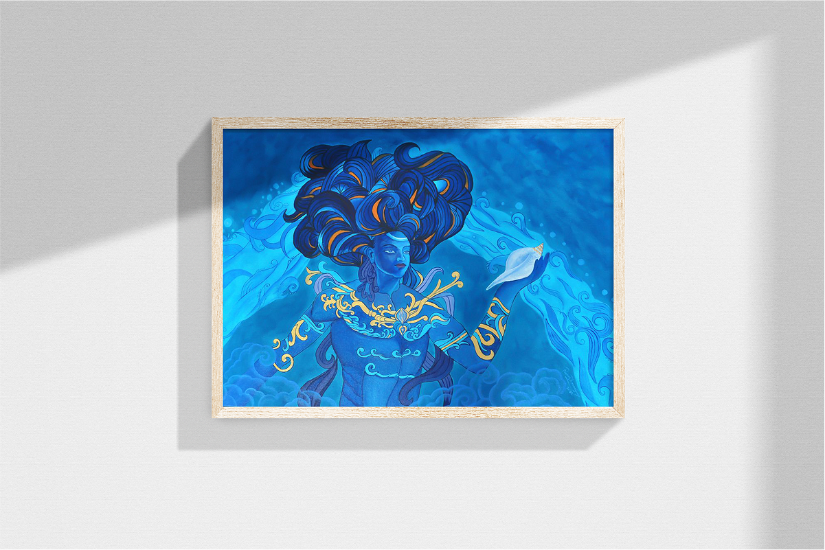 Samudra Manthan acrylic painting by Pavan Dhananjaya, Hindu mythology art